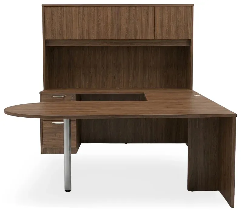 U Shaped Peninsula Desk with Storage