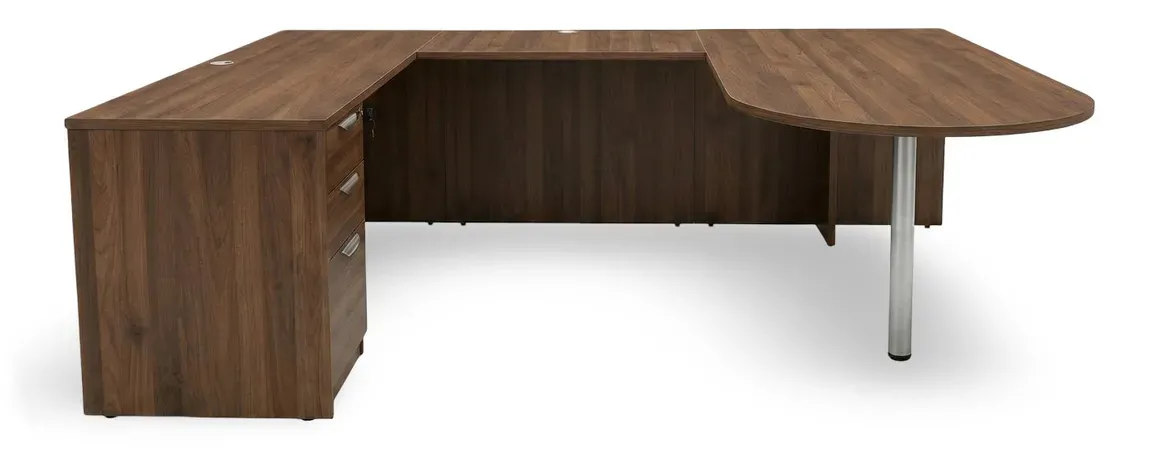 U Shaped Peninsula Desk with Drawers