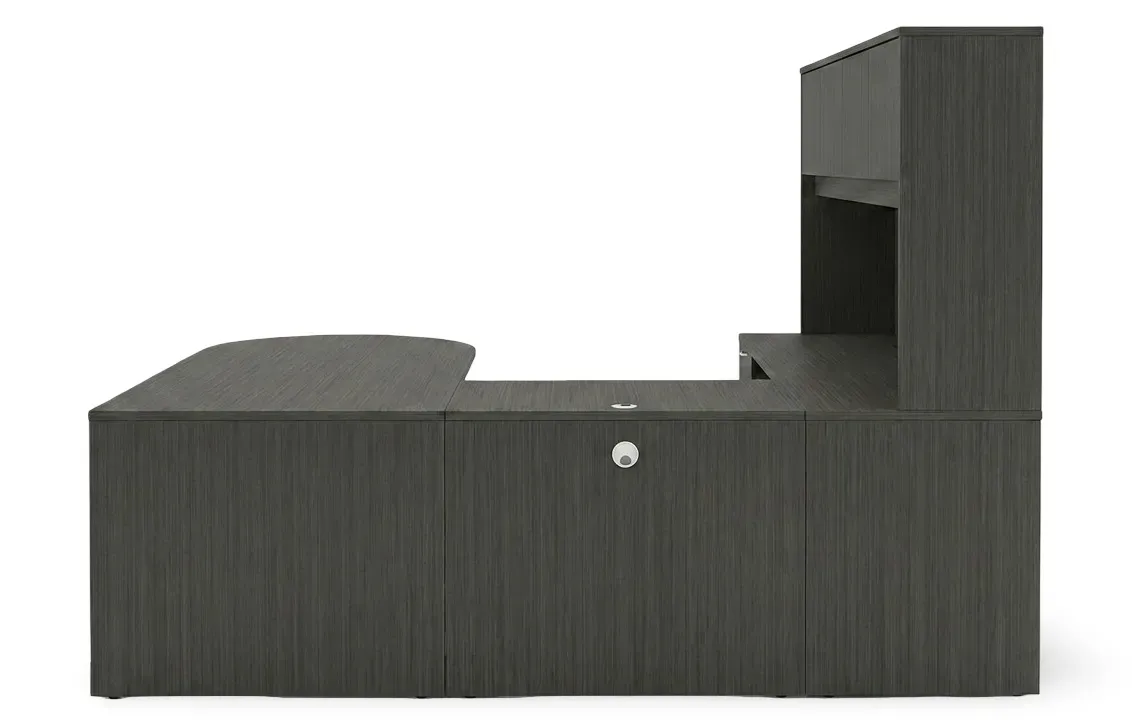 U Shape Peninsula Desk with Hutch