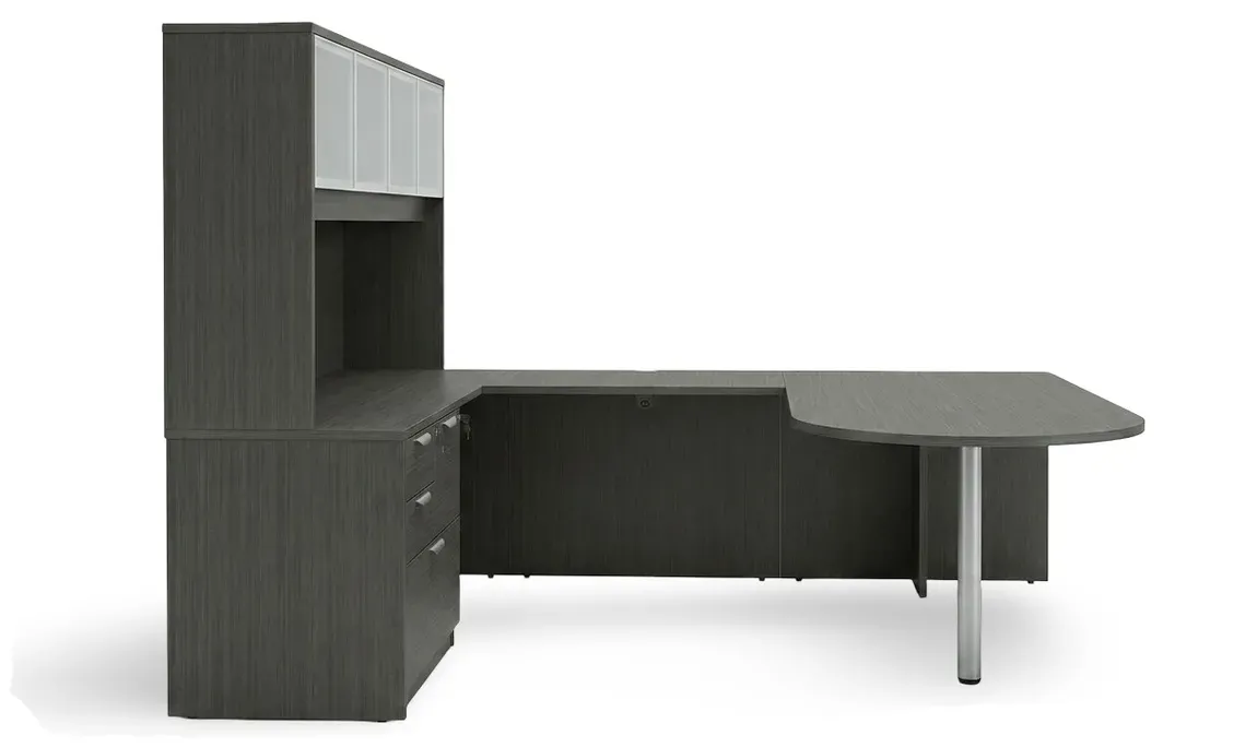 U Shaped Peninsula Desk with Hutch