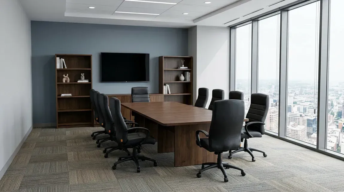 Conference Table with Storage and Chairs Set
