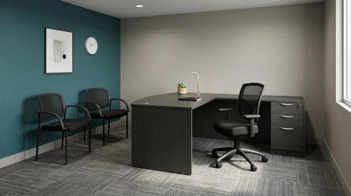 Bow Front L Shaped Desk
