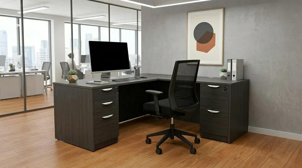 L Shaped Desk with Drawers