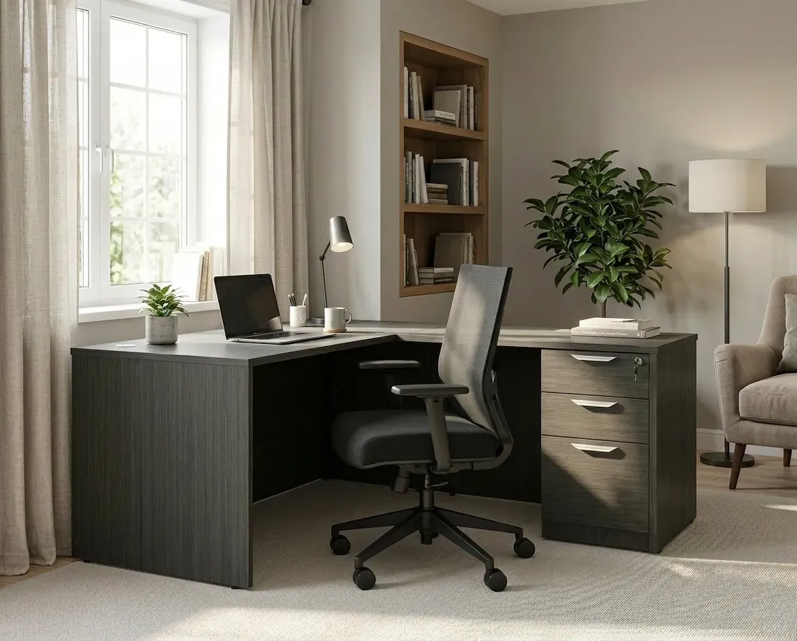 L Shaped Desk with Drawers