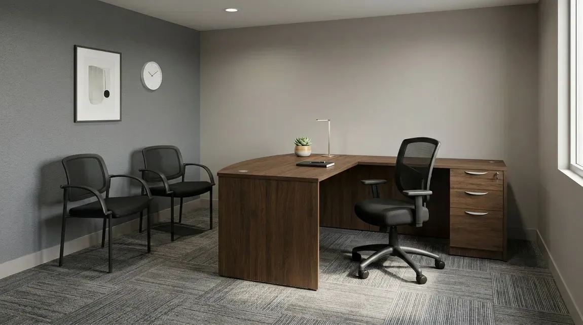 Bow Front L Shaped Desk