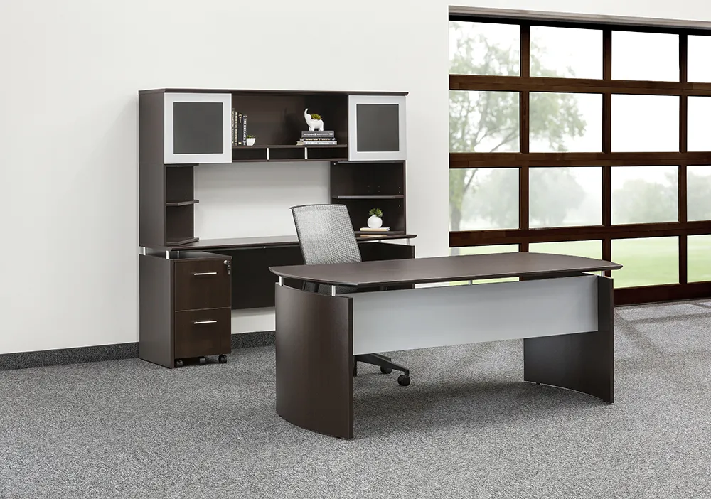 Office Desk with Credenza and Hutch Set