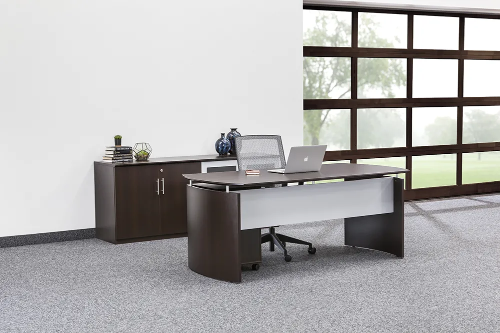 Office Desk and Storage Credenza Set
