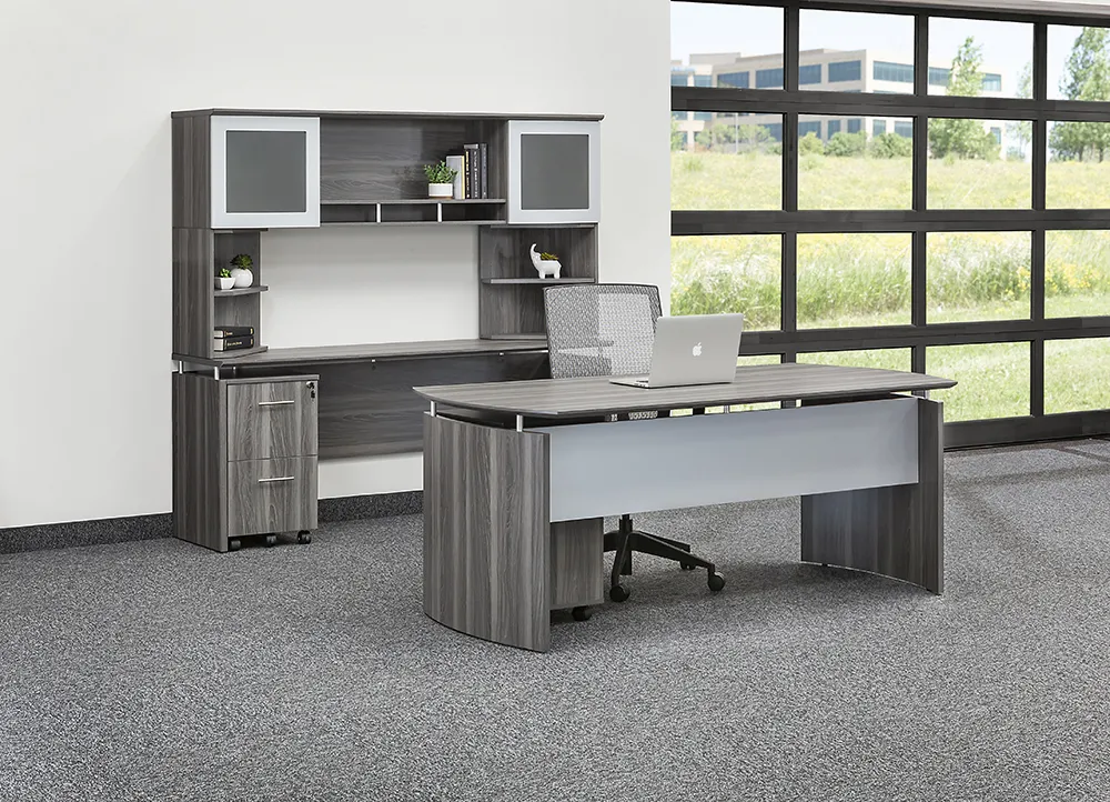 Office Desk with Credenza and Hutch Set