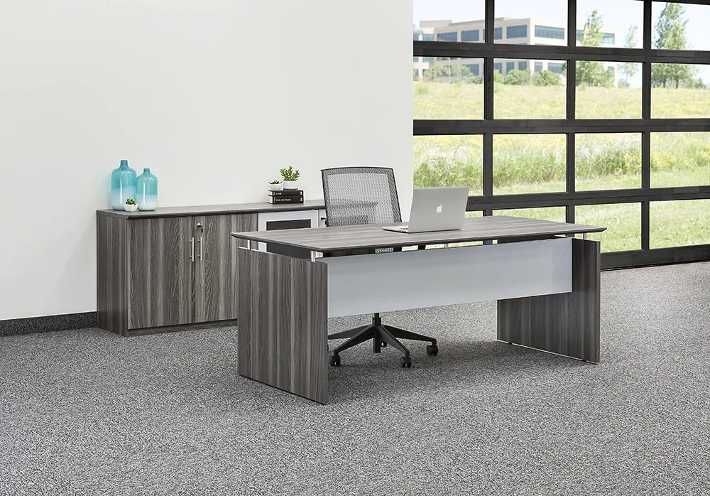 Office Desk and Storage Credenza Set
