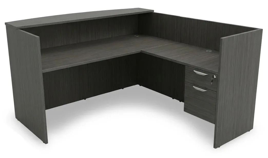 L Shaped Reception Desk with Drawers