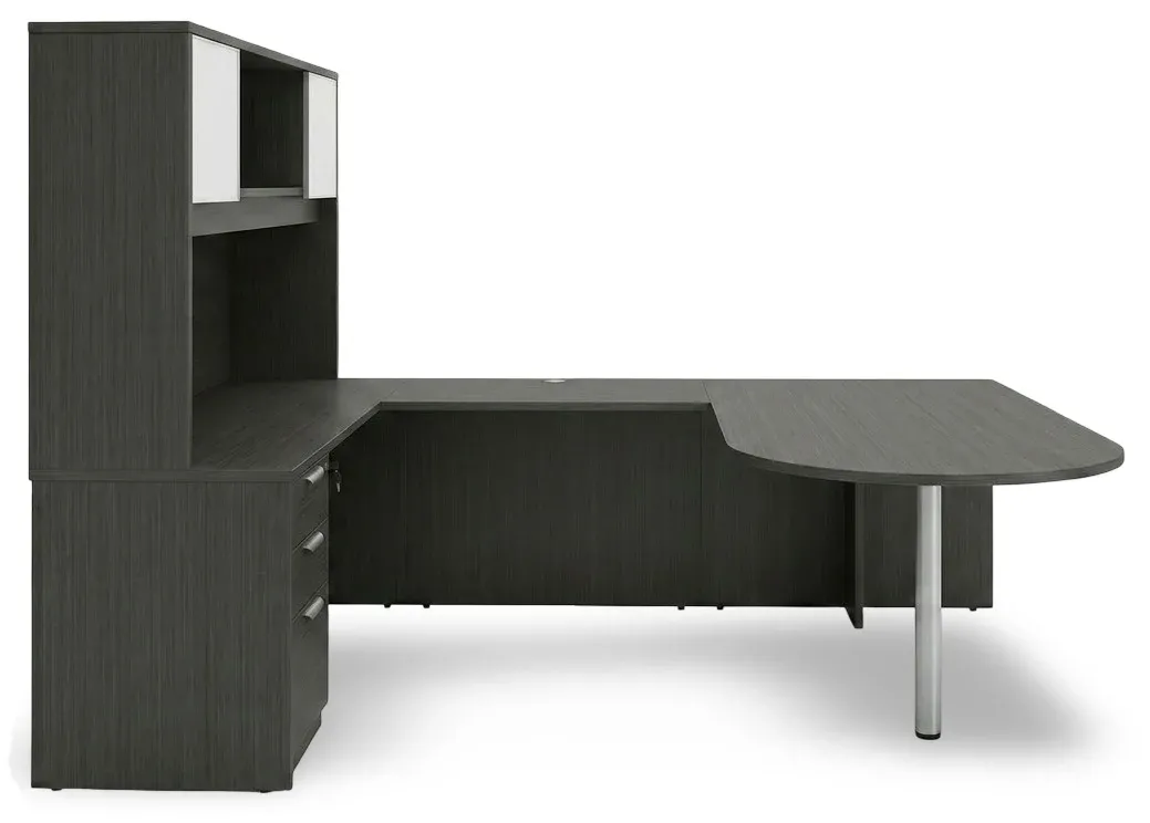 U Shaped Peninsula Desk with Hutch