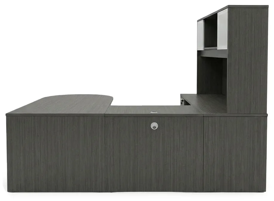 U Shaped Peninsula Desk with Hutch