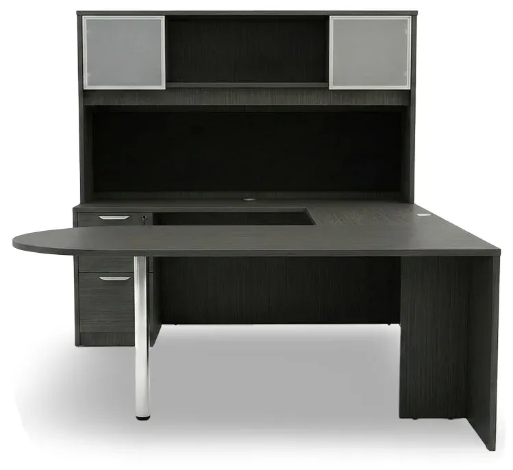 U Shaped Peninsula Desk with Hutch