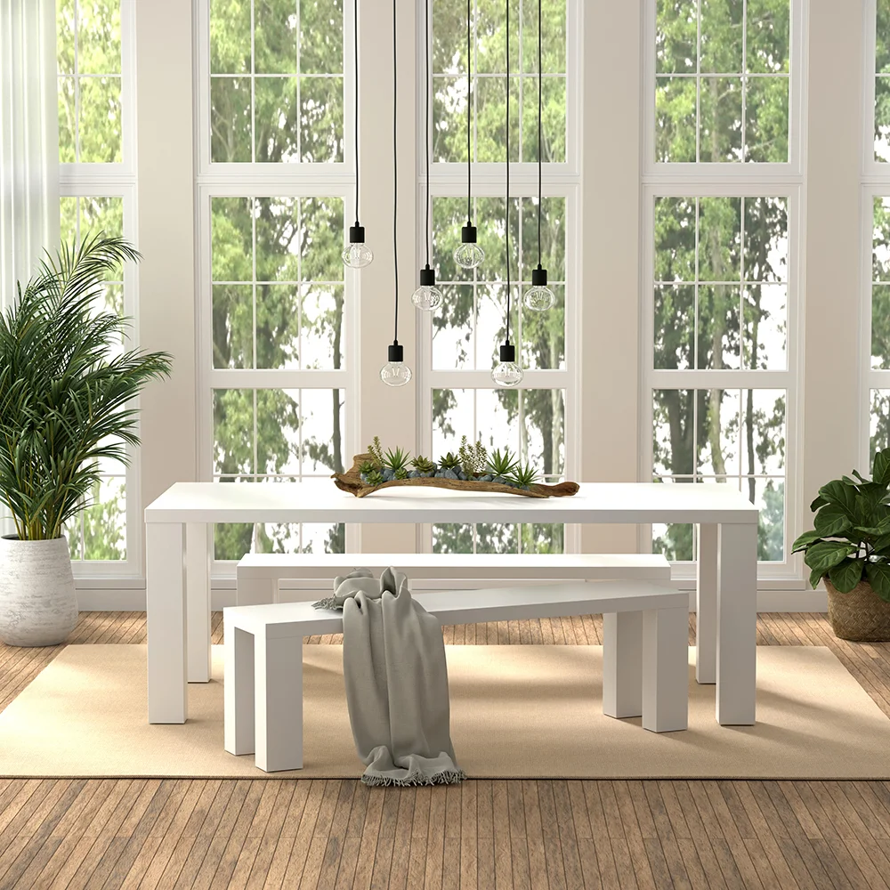 Large Dining Table and Bench Set