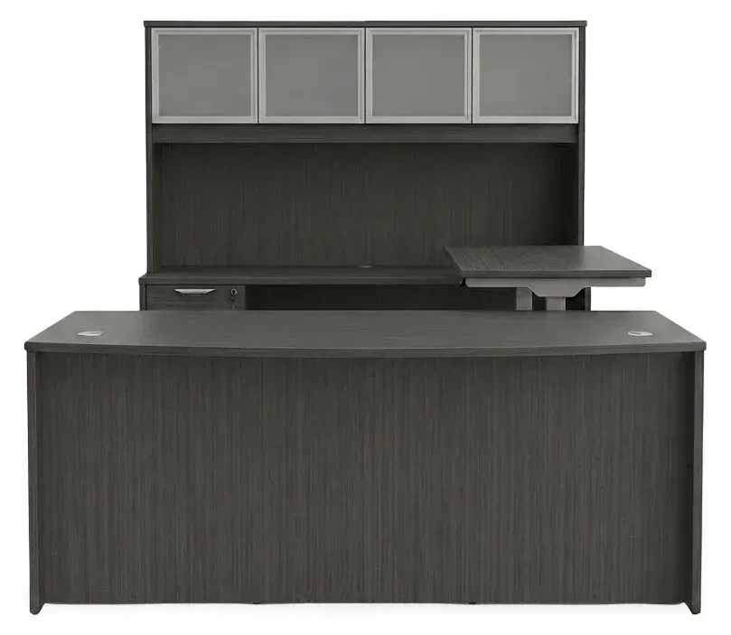 Bow Front U Shape Standing Desk with Hutch