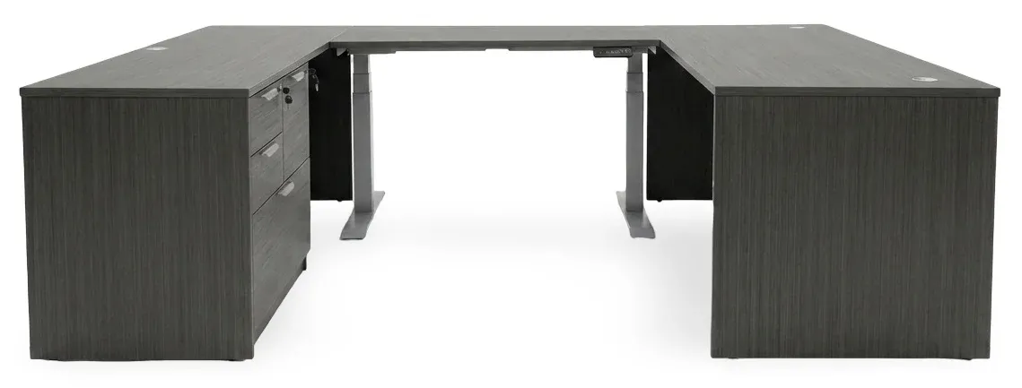U Shaped Standing Desk with Drawers