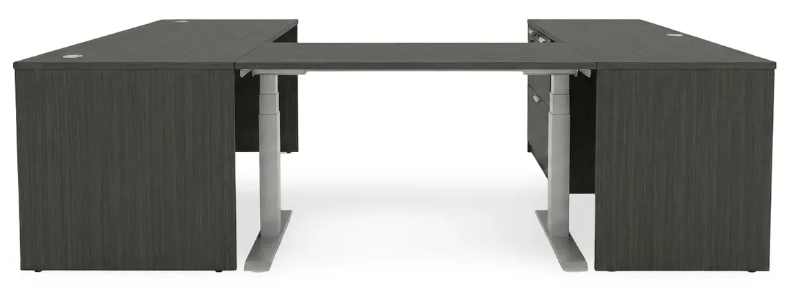 U Shaped Standing Desk with Drawers