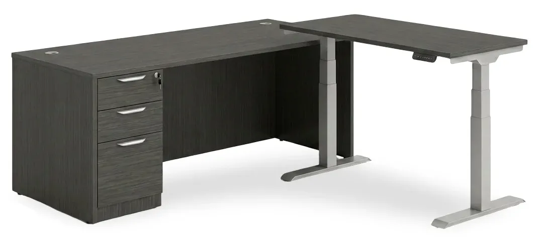 L Shaped Sit Stand Desk