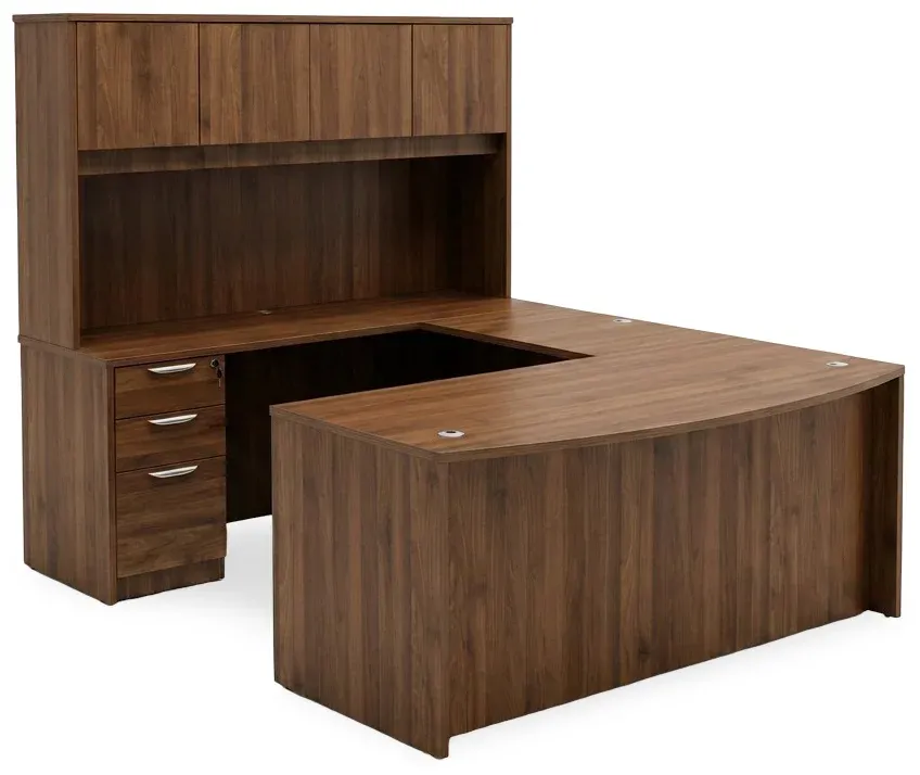 Bow Front U Shape Desk with Hutch