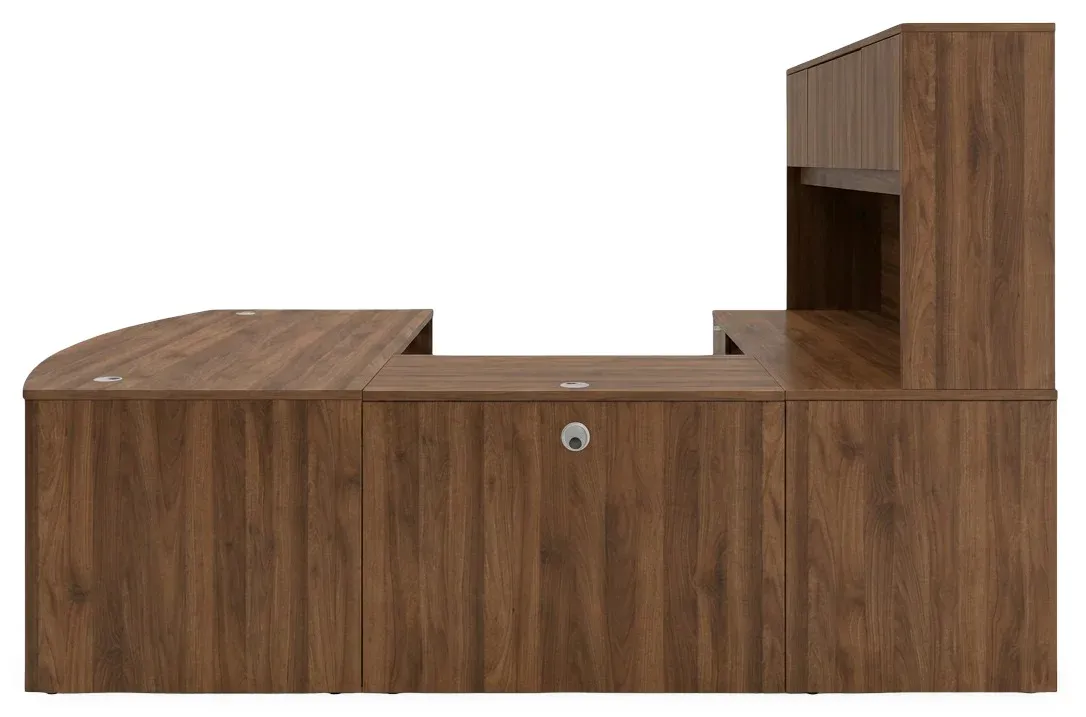 Bow Front U Shape Desk with Hutch