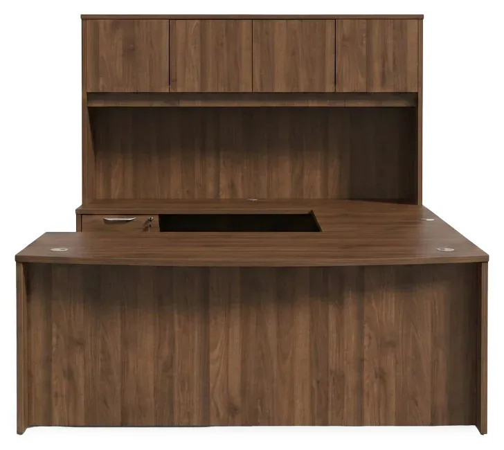 Bow Front U Shape Desk with Hutch