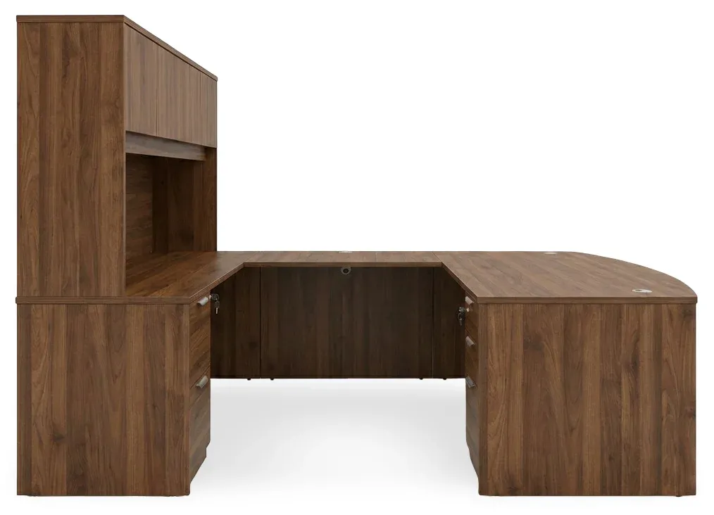 Bow Front U Shape Desk with Hutch