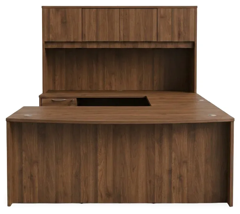 Bow Front U Shape Desk with Hutch