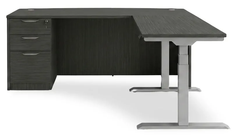 Bow Front Sit Stand L Shape Desk