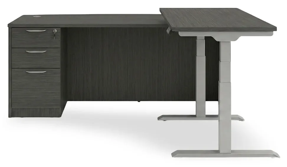 Bow Front Sit Stand L Shape Desk