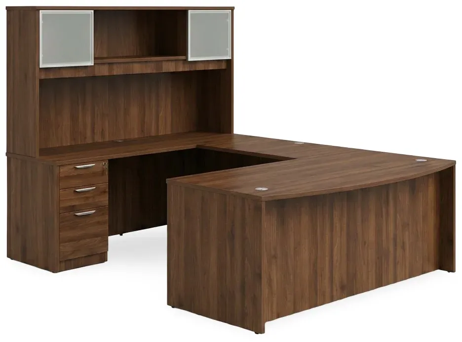 Bow Front U Shape Desk with Hutch
