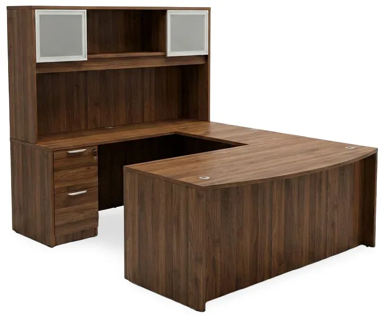 Bow Front U Shape Desk with Hutch