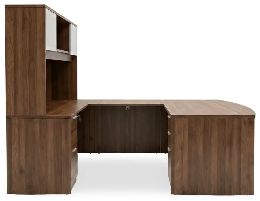 Bow Front U Shape Desk with Hutch