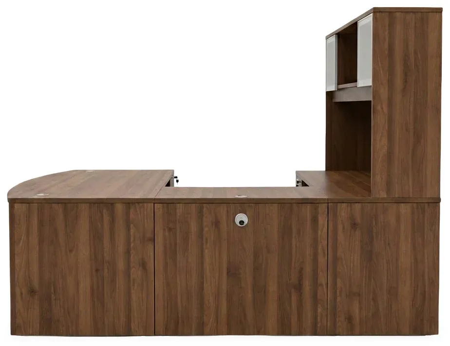 Bow Front U Shape Desk with Hutch