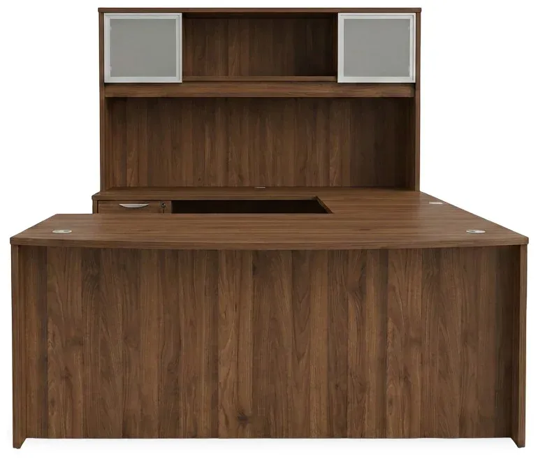 Bow Front U Shape Desk with Hutch