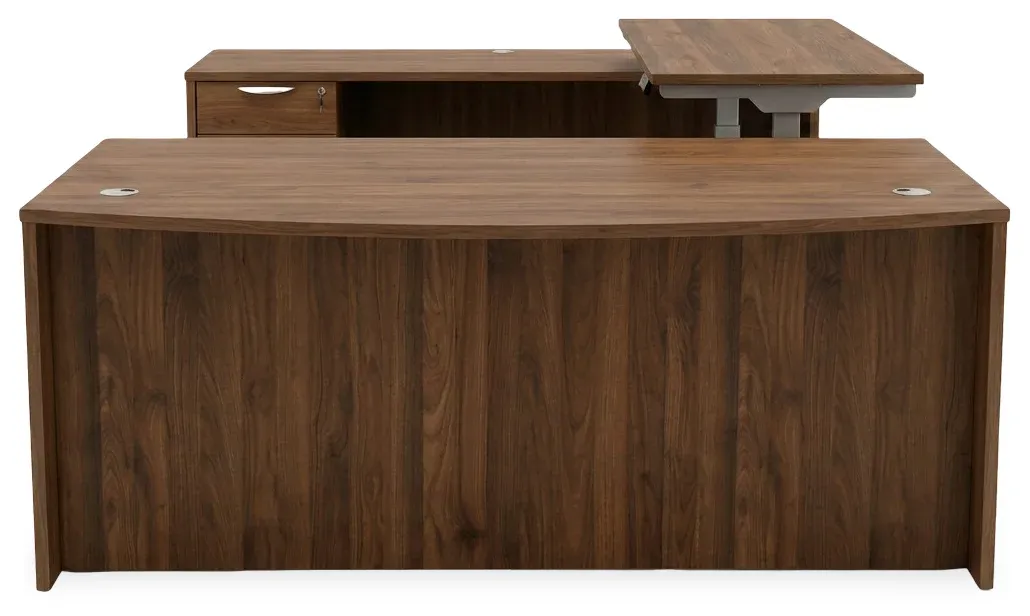 Bow Front U Shape Standing Desk with Drawers