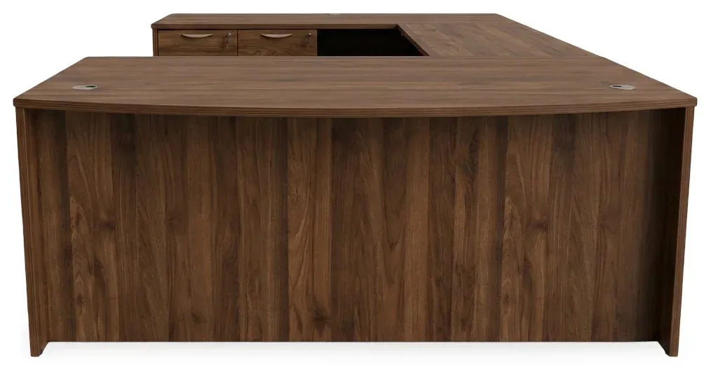 Bow Front U Shape Standing Desk with Drawers
