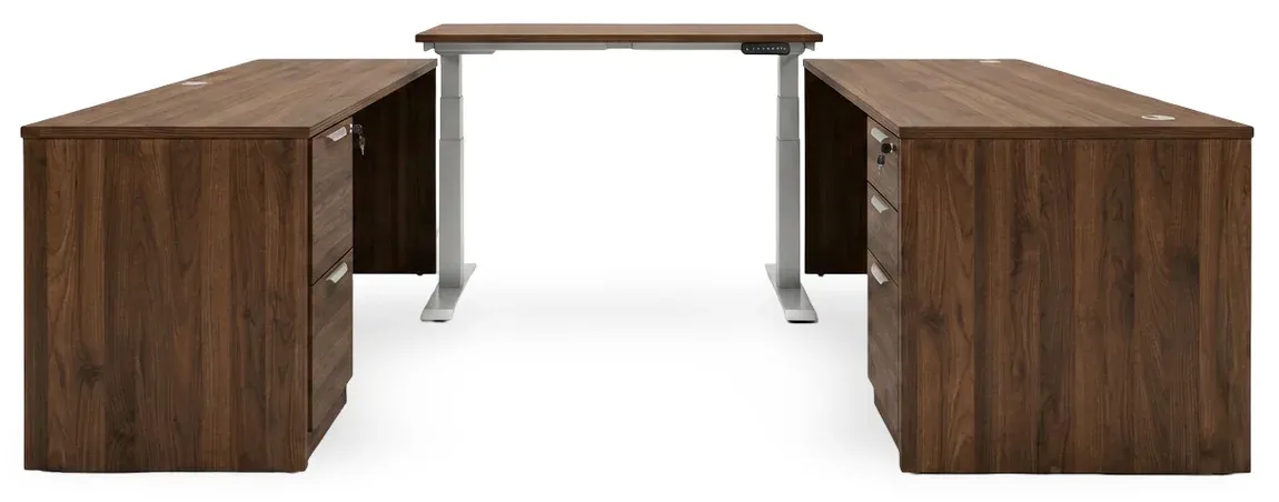 U Shaped Standing Desk with Drawers