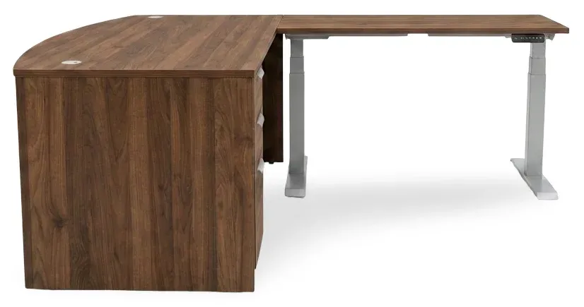 Bow Front Sit Stand L Shape Desk