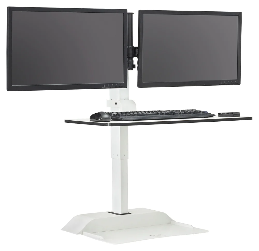 Electric Standing Desk Converter with Dual Monitor Arms