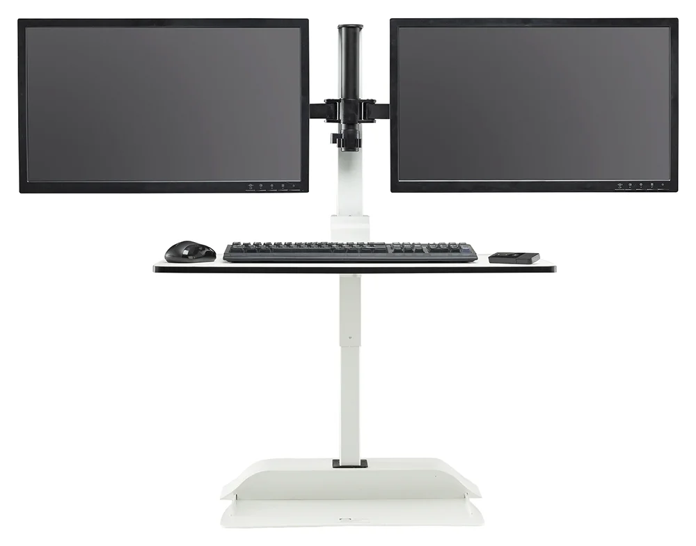 Electric Standing Desk Converter with Dual Monitor Arms