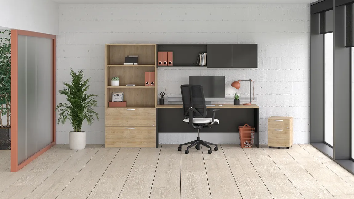 Rectangular Desk with Drawers and Storage