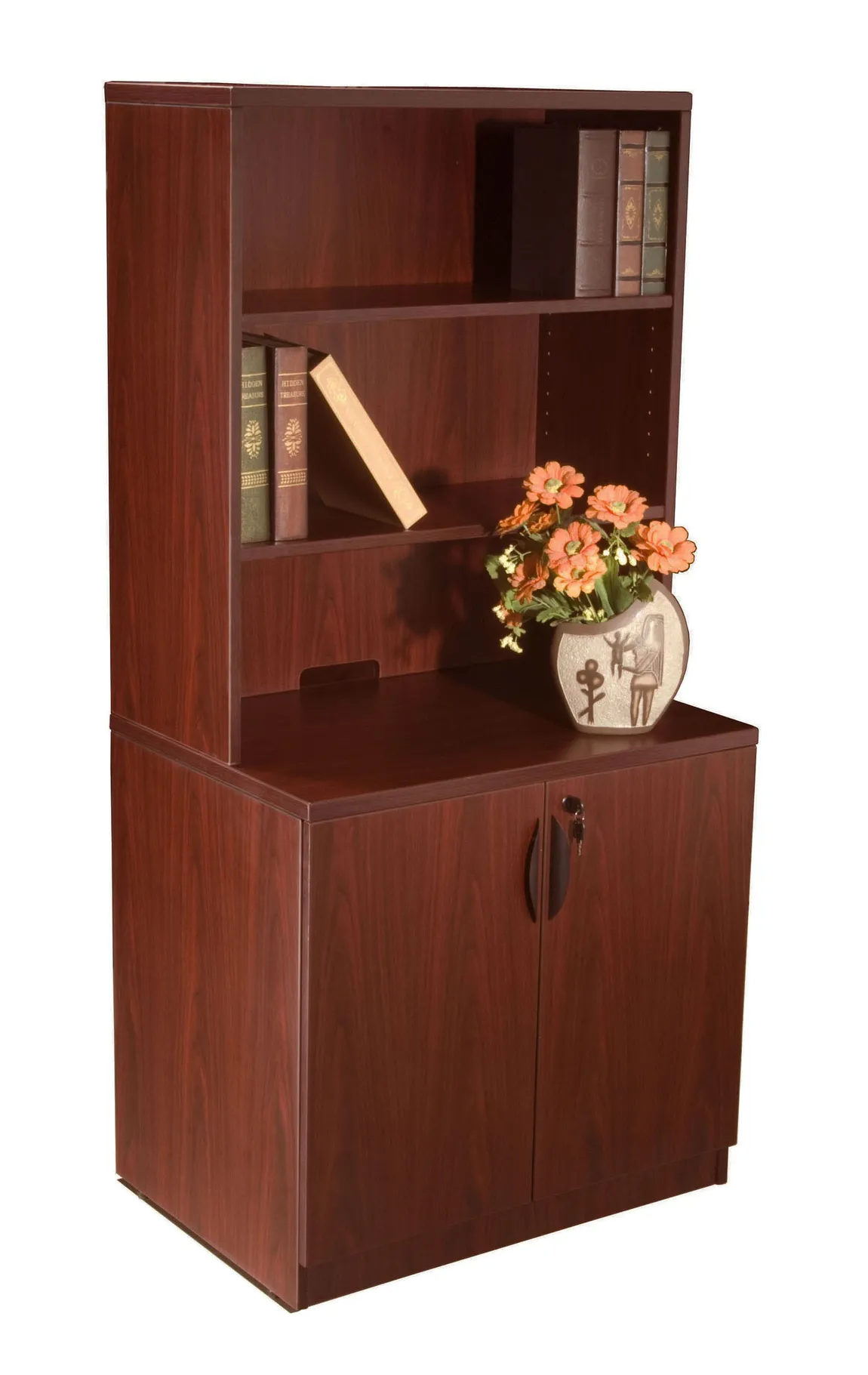 Two Door Storage Cabinet with Hutch