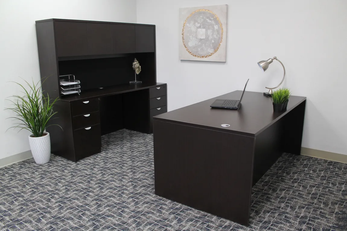Rectangular Desk and Credenza Set with Storage