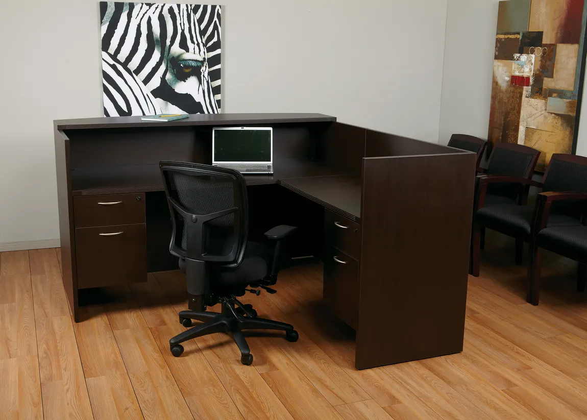 L Shaped Reception Desk with Drawers
