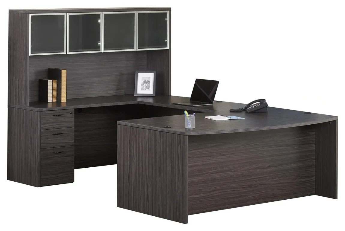 Bow Front U Shaped Desk with Hutch