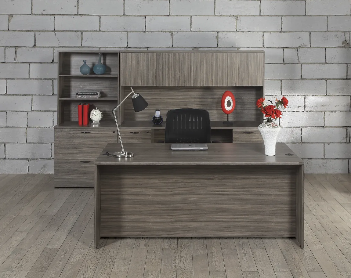 Rectangular Desk and Credenza with Storage