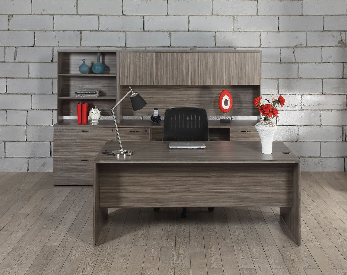 Rectangular Desk and Credenza with Storage