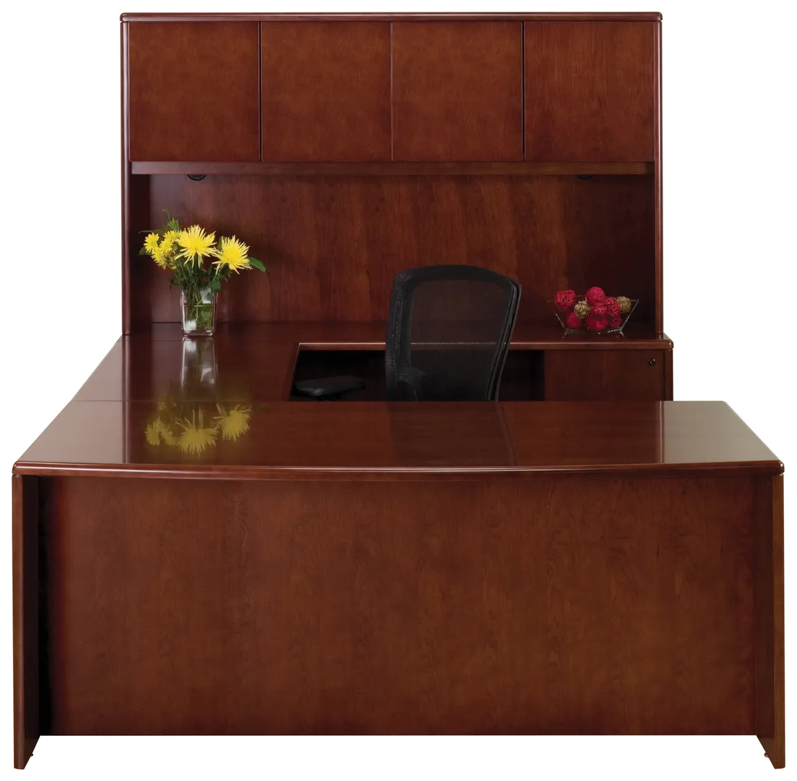 Bow Front U Shaped Desk with Hutch