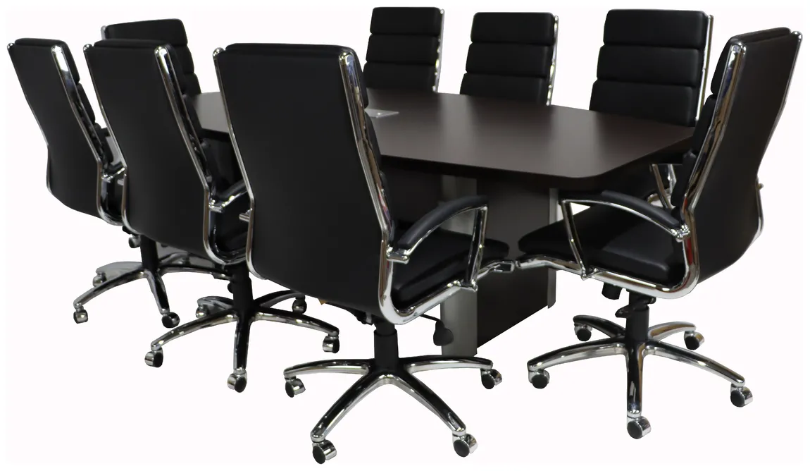 Boat Shaped Conference Table and Chairs Set