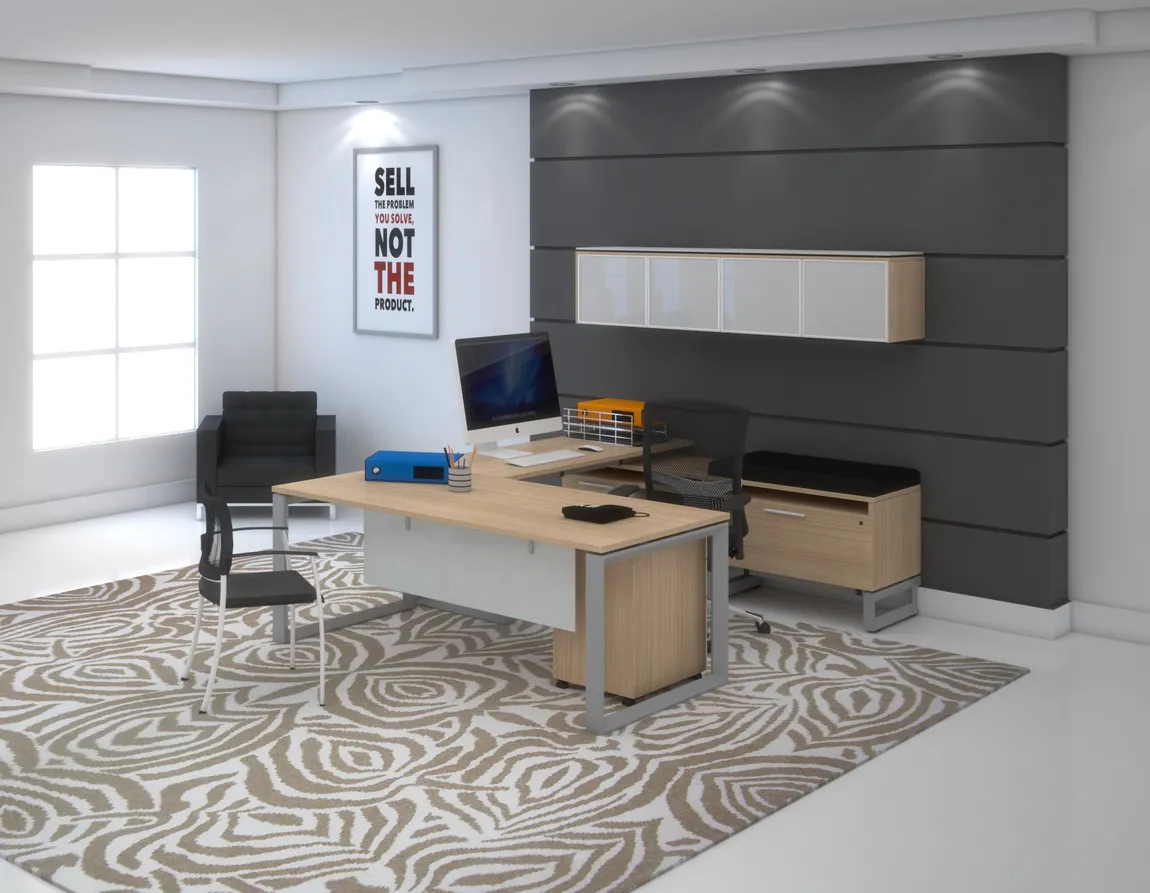 U Shaped Desk with Storage